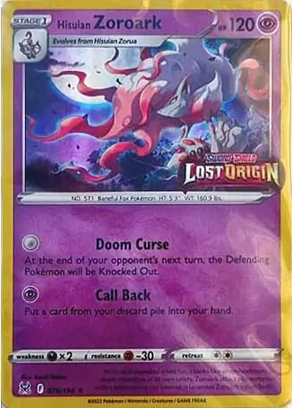 Hisuian Zoroark Lost Origin Stamped 76 - Miscellaneous Promos