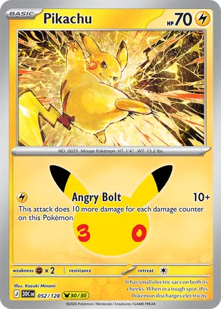 Pikachu 052/128 - 30th Celebration