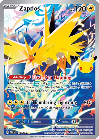 Zapdos 133/128 - 30th Celebration