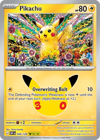 Pikachu 040/128 - 30th Celebration