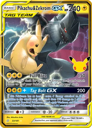 Pikachu & Zekrom-GX 33/181 - 30th Celebration