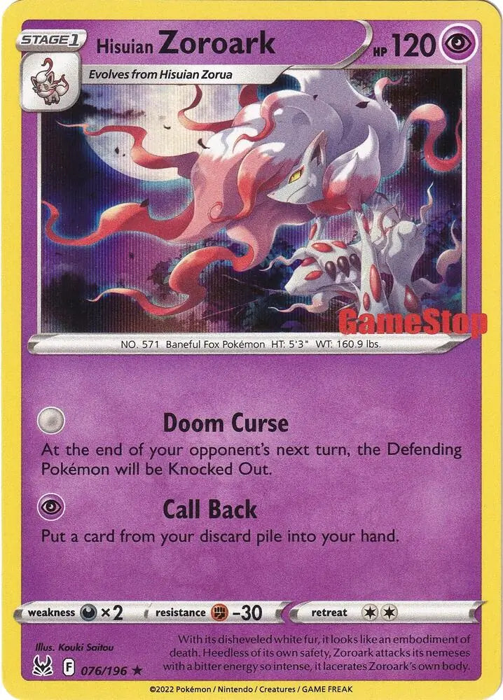 Hisuian Zoroark Gamestop Exclusive 76 - Miscellaneous Promos