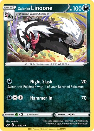 Galarian Linoone 118/202 - Sword & Shield Base