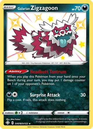 Galarian Zigzagoon SV078/SV122 - Shining Fates
