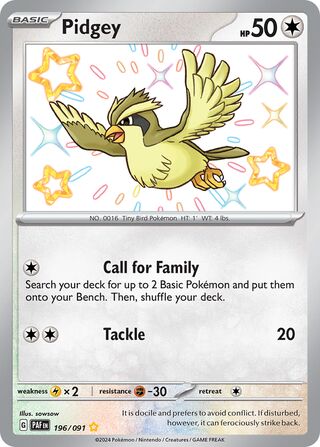 Pidgey 196/091 - Paldean Fates