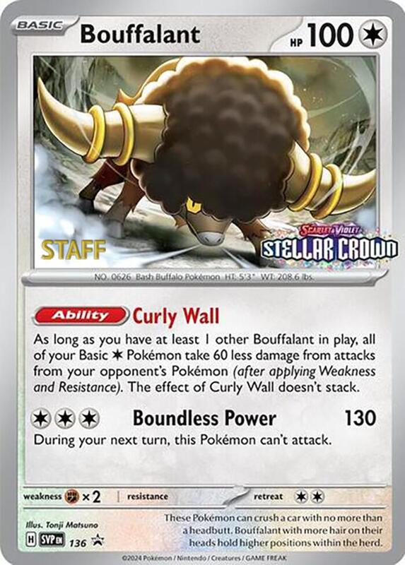 Bouffalant Prerelease Staff 136 - Scarlet & Violet Promos