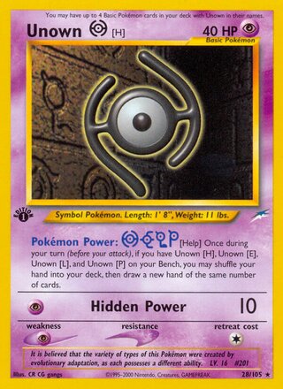 Unown [H] 28/105 - Neo Destiny