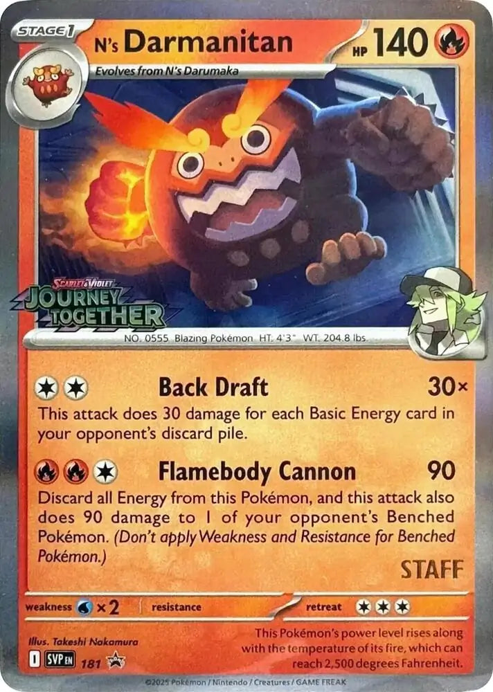N's Darmanitan Staff Prerelease 181 - Scarlet & Violet Promos