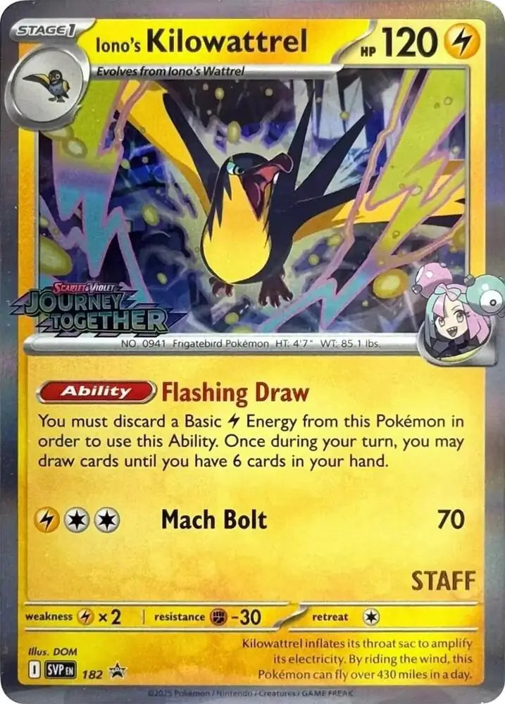 Iono's Kilowattrel Staff Prerelease 182 - Scarlet & Violet Promos