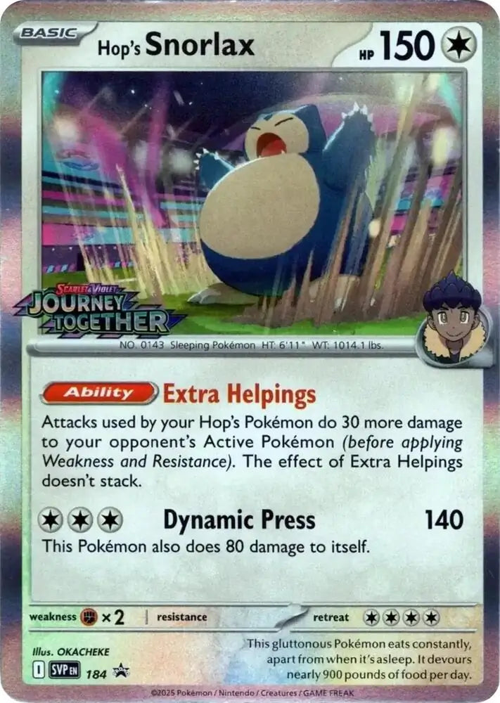 Hop's Snorlax Prerelease 184 - Scarlet & Violet Promos