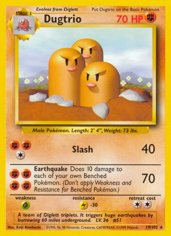 Dugtrio 19/102 - Base Set (1st Edition)