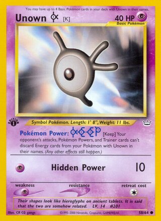 Unown [K] 58/64 - Neo Revelation