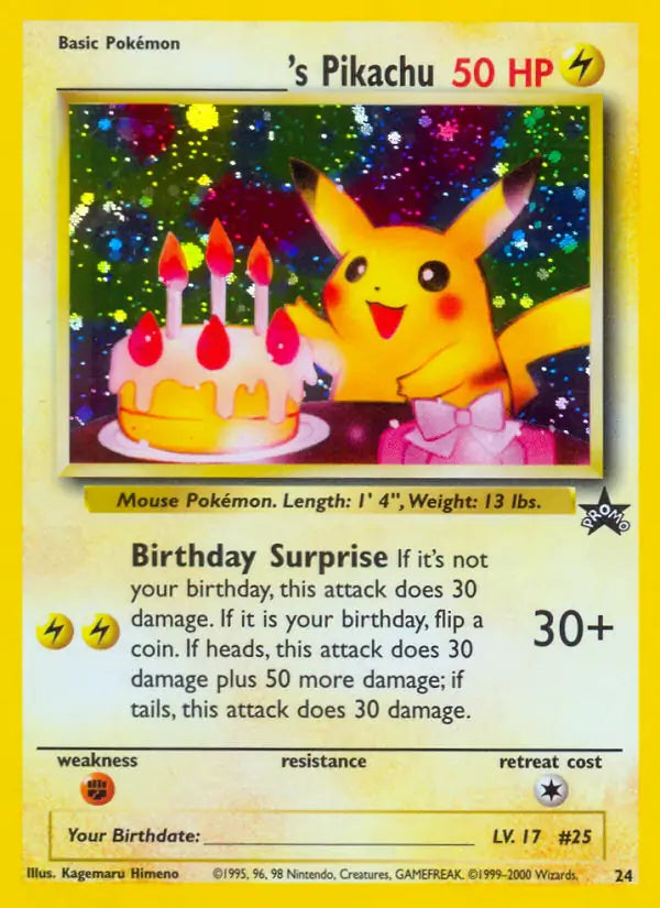 Birthday Pikachu 24 - WOTC Promo