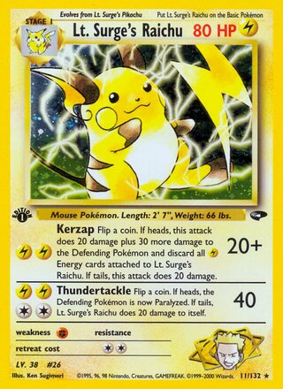 Lt. Surge's Raichu 11/132 - Gym Heroes