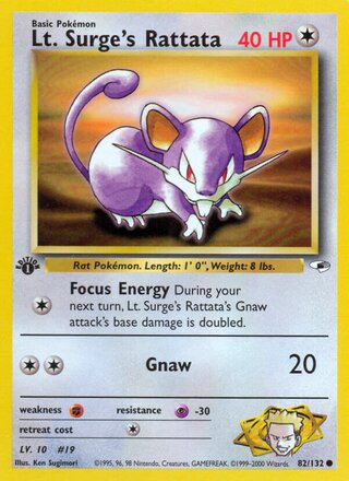 Lt. Surge's Rattata 82/132 - Gym Heroes