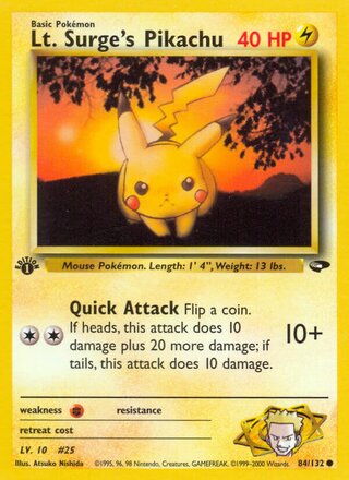 Lt. Surge's Pikachu 84/132 - Gym Heroes