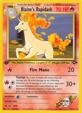 Blaine's Rapidash 33/132 - Gym Heroes