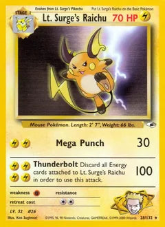 Lt. Surge's Raichu 28/132 - Gym Heroes