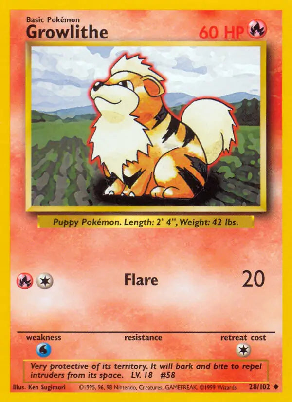Growlithe 28/102 - Base Set