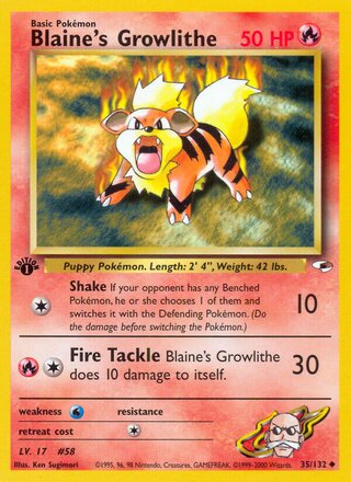 Blaine's Growlithe 35/132 - Gym Heroes