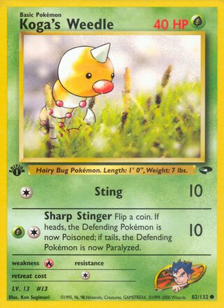 Koga's Weedle 82/132 - Gym Heroes