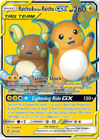 Raichu & Alolan Raichu-GX 220/236 - Unified Minds