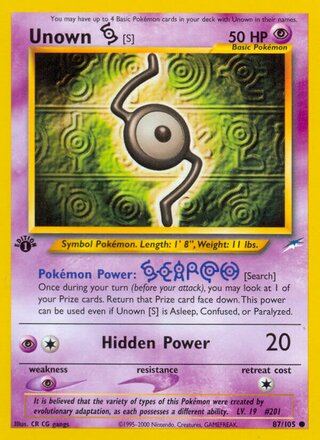 Unown [S] 87/105 - Neo Destiny