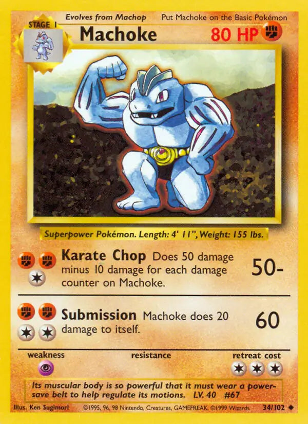Machoke 34/102 - Base Set (Shadowless)