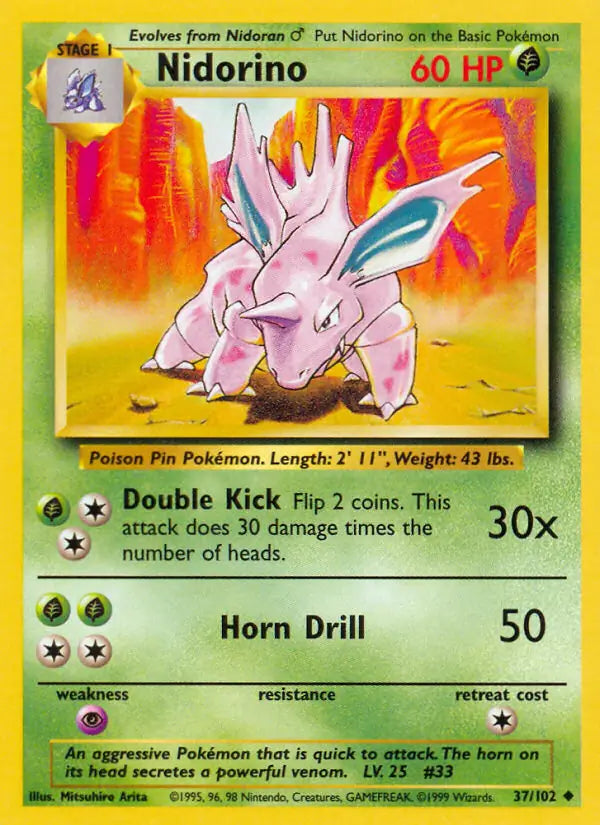 Nidorino 37/102 - Base Set
