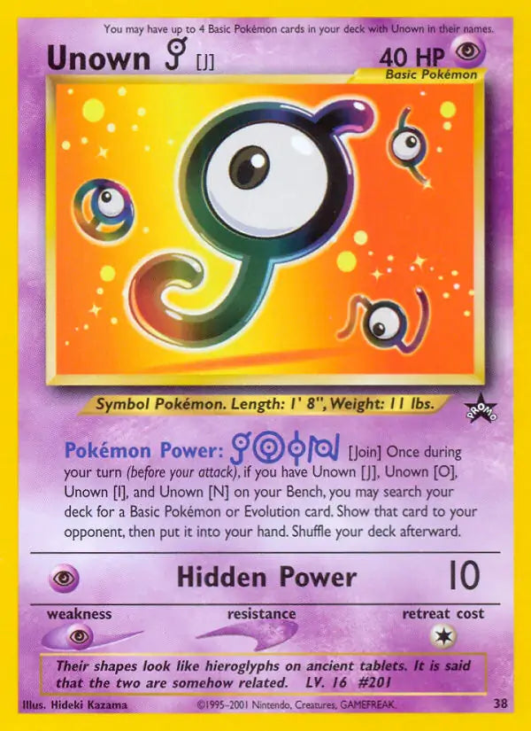 Unown J 38 - WOTC Promo