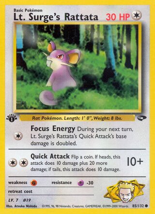 Lt. Surge's Rattata 85/132 - Gym Heroes