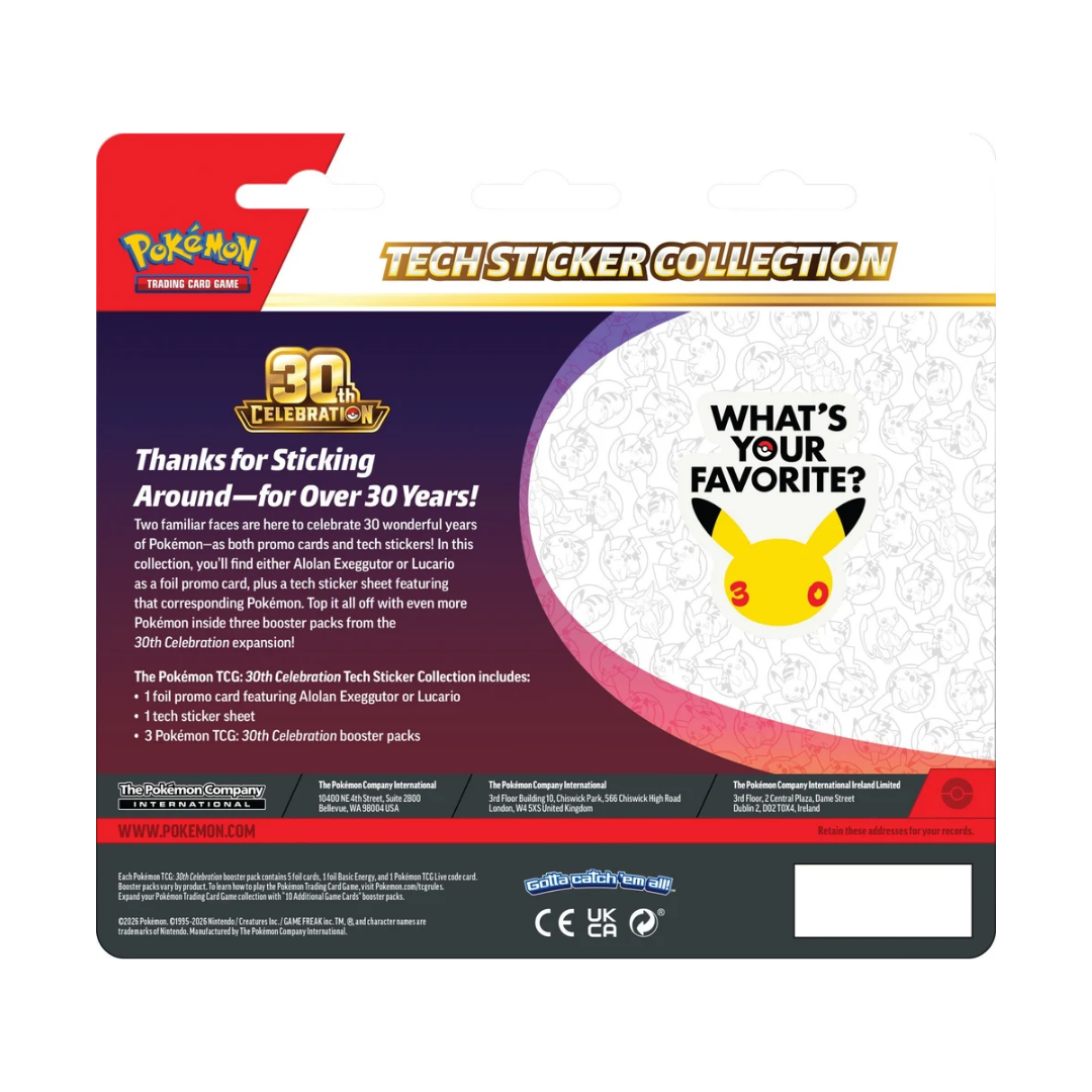 Pokemon 30th Celebration Tech Sticker Collection Lucario
