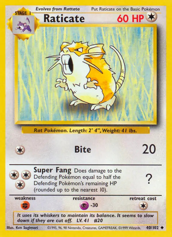 Raticate 40/102 - Base Set (Shadowless)