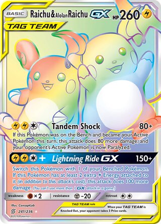 Raichu & Alolan Raichu-GX 241/236 - Unified Minds