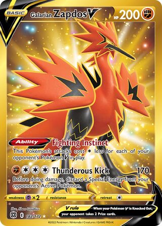 Galarian Zapdos V 182/172 - Brilliant Stars
