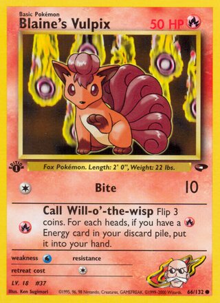 Blaine's Vulpix 66/132 - Gym Heroes