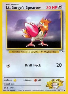 Lt. Surge's Spearow 52/132 - Gym Heroes