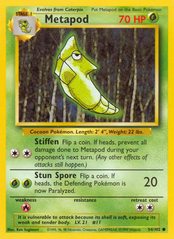 Metapod 54/102 - Base Set (Shadowless)