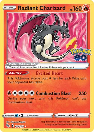 Radiant Charizard 011/078 - Pokémon GO