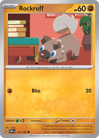 Rockruff 116/197 - Obsidian Flames