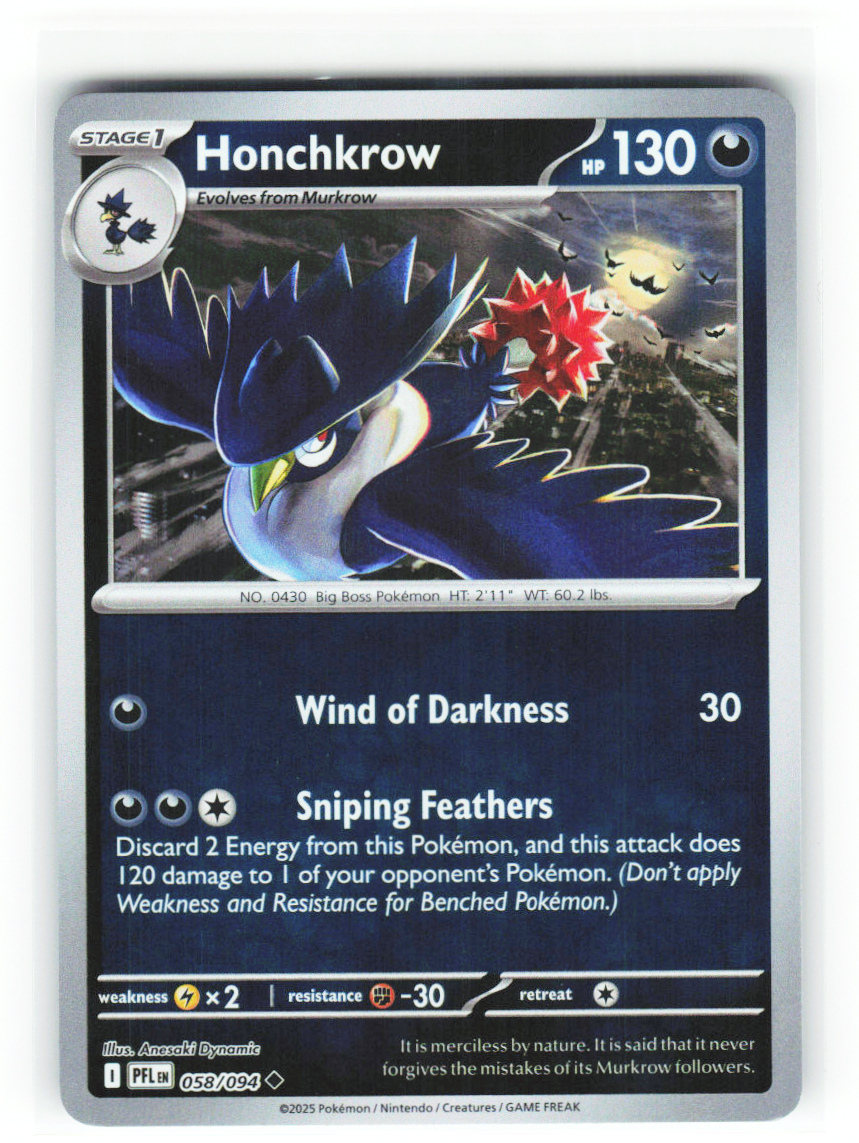 Honchkrow 058/094 - Phantasmal Flames - NM (ID: 53133550332574) - front