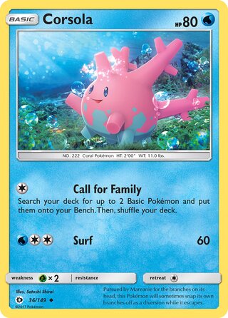 Corsola 36/149 - Sun & Moon Base