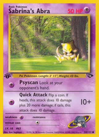 Sabrina's Abra 94/132 - Gym Heroes
