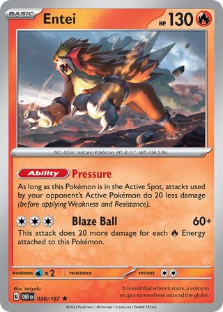 Entei 030/197 - Obsidian Flames