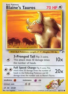 Blaine's Tauros 64/132 - Gym Heroes