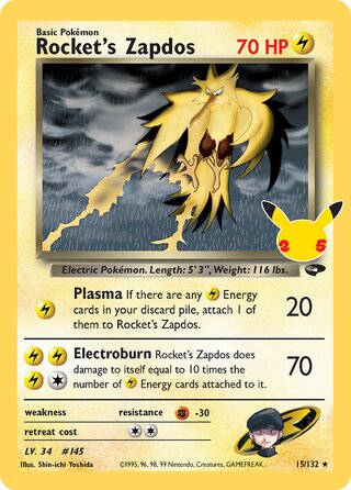 Rocket's Zapdos 15/132 - Celebrations