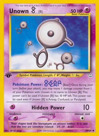 Unown [B] 39/64 - Neo Revelation