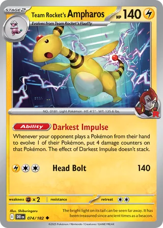 Team Rocket's Ampharos 074/182 - Destined Rivals