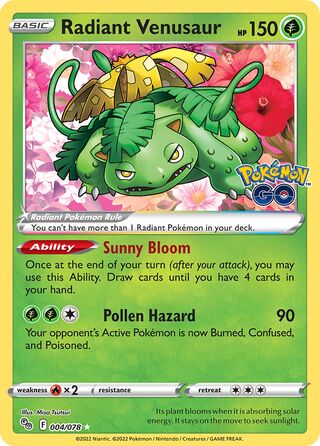 Radiant Venusaur 004/078 - Pokémon GO