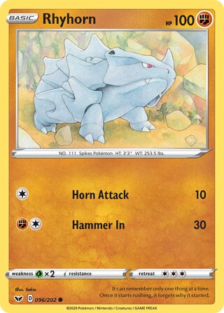 Rhyhorn 096/202 - Sword & Shield Base